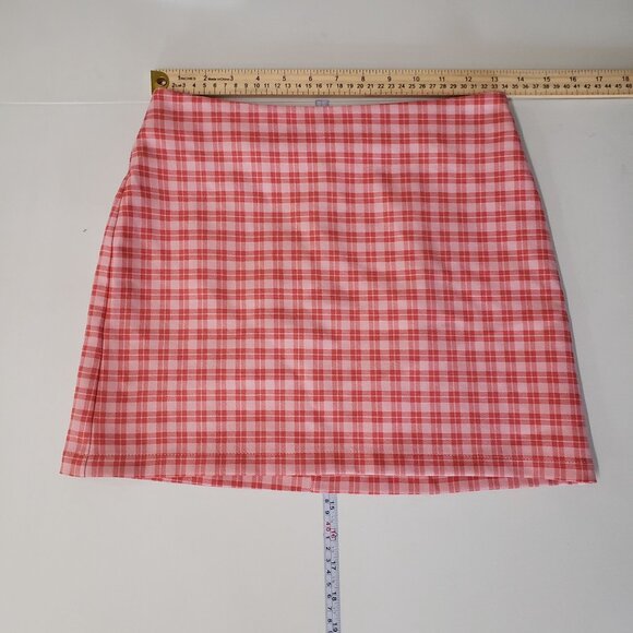 Urban Outfitters Pink Plaid A-Line Mini Skirt Size XS Academia Preppy Fall - Picture 3 of 5
